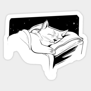 Sleepy Tucked In Kitten Sticker